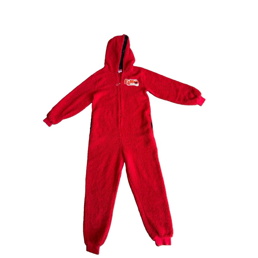 Sesame Street Elmo Adult S/M M/L Unionsuit Zip-up Pajama Pockets Elmo Loves You